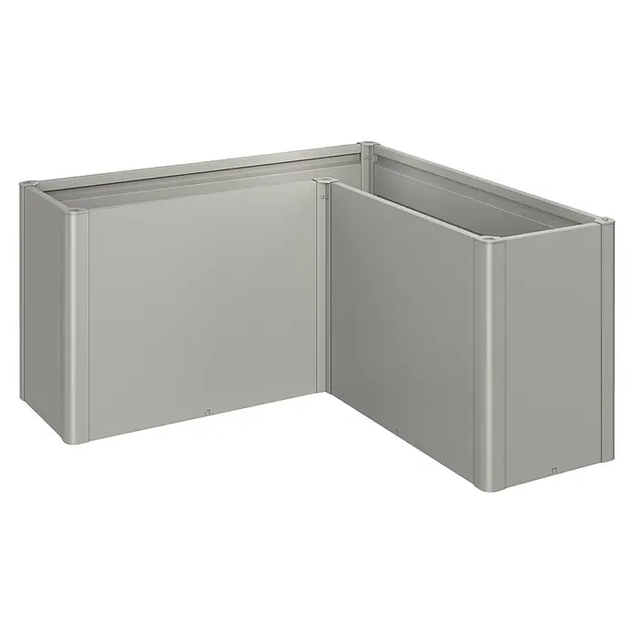 Biohort Hochbeet Belvedere L - L x B x H: 152 x 152 x 77 cm, Quarzgrau Metallic, Stahl - Diagonale Ansicht
