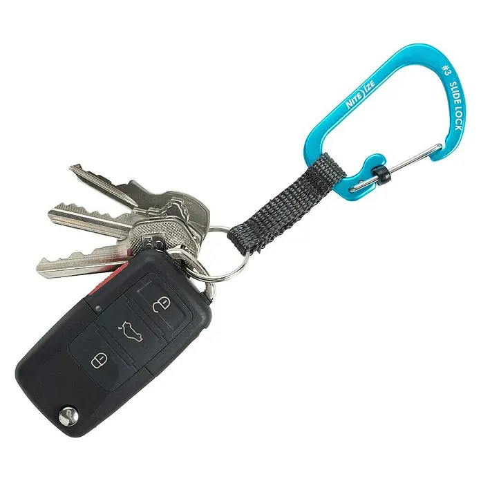 Nite Ize Karabinerhaken Slidelock Key Ring - Blau - Diagonale Ansicht