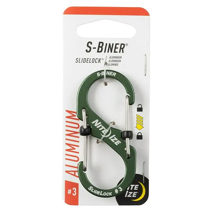 Nite Ize Doppelkarabiner S-Biner Slidelock - Aluminium, Olivgrün - Ansicht von oben