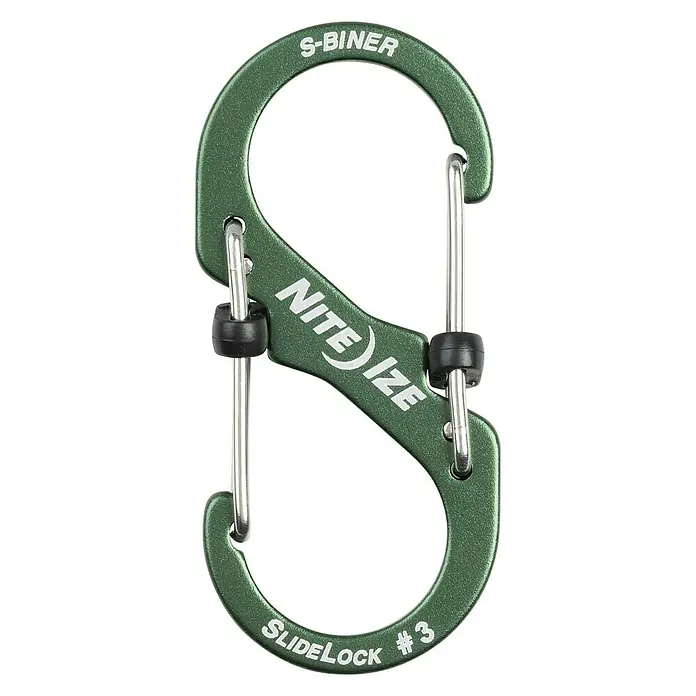 Nite Ize Doppelkarabiner S-Biner Slidelock - Aluminium, Olivgrün - Ansicht von oben