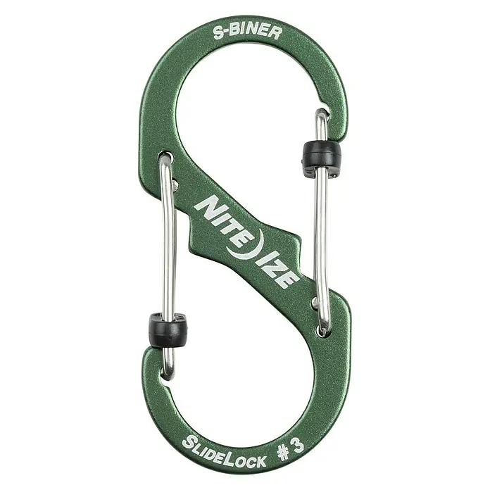 Nite Ize Doppelkarabiner S-Biner Slidelock - Aluminium, Olivgrün - Ansicht von oben