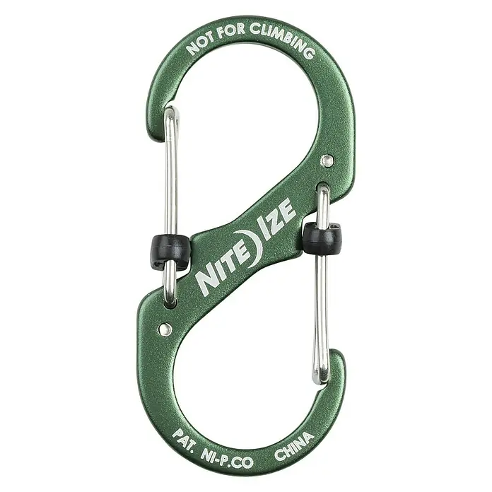 Nite Ize Doppelkarabiner S-Biner Slidelock - Aluminium, Olivgrün - Ansicht von oben