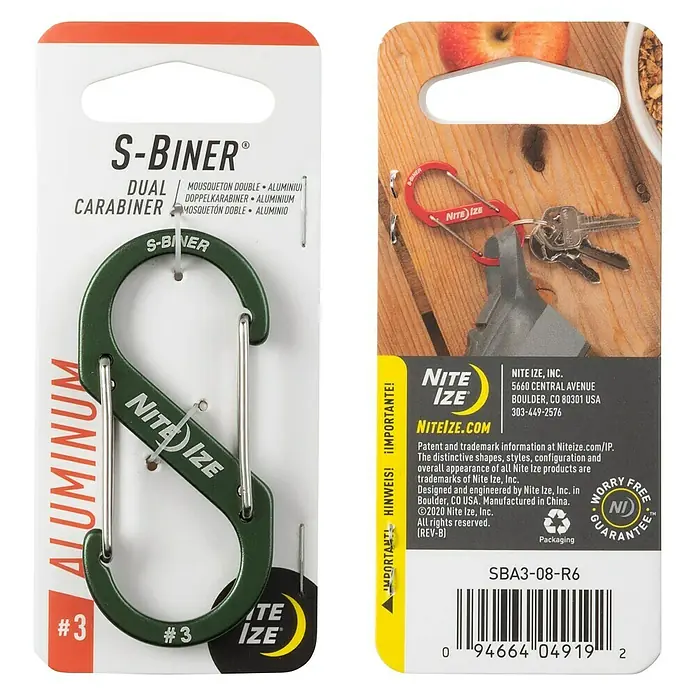Doppelkarabiner S-Biner - Olivgrün - Ansicht von oben