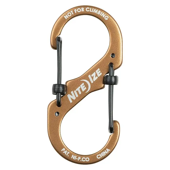 Nite Ize Doppelkarabiner S-Biner Slidelock - Aluminium, Kojotenbraun - Ansicht von oben