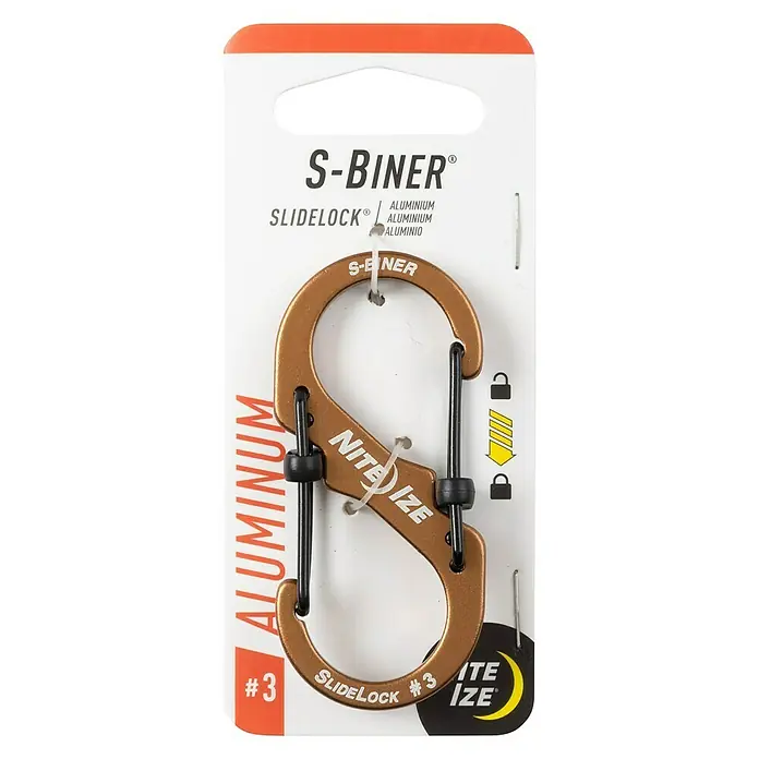 Nite Ize Doppelkarabiner S-Biner Slidelock - Aluminium, Kojotenbraun - Ansicht von oben