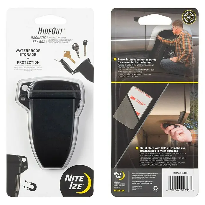 Nite Ize Schlüsseletui Hideout Magnetic - L x B x H: 19,02 x 8,79 x 2,26 cm, Schwarz - Ansicht von oben