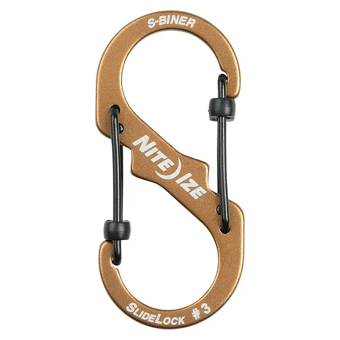 Nite Ize Doppelkarabiner S-Biner Slidelock - Aluminium, Kojotenbraun - Ansicht von oben