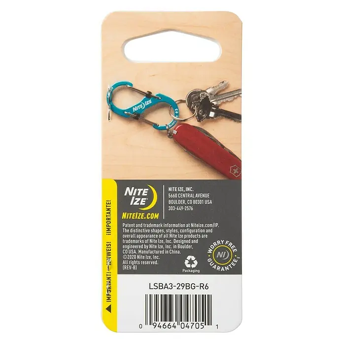 Nite Ize Doppelkarabiner S-Biner Slidelock - Aluminium, Kojotenbraun - Rückansicht