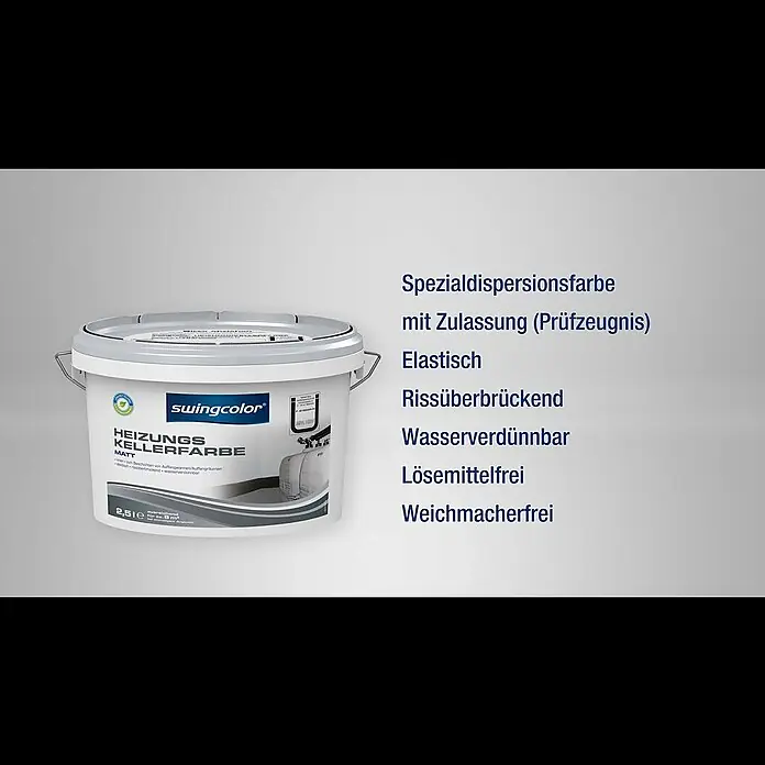 swingcolor Heizungskellerfarbe - Grau, 2,5 l, Seidenmatt, Rissüberbrückend - Die Heizungskellerfarbe von swingcolor
