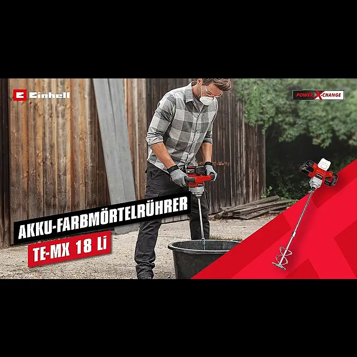 Einhell Power X-Change Akku-Farbrührer TE-MX 18 Li-Solo - 18 V, Anzahl Akkus: Ohne Akku, Leerlaufdrehzahl: 620 U/min - Akku-Farb_Mörtelrührer - TE-MX 18 Li