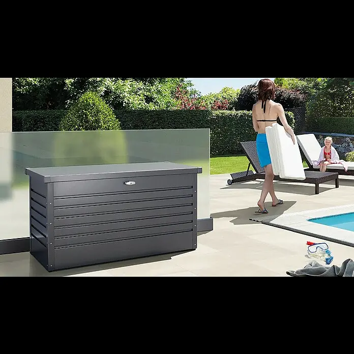 Biohort Garten-Aufbewahrungsbox FreizeitBox 180 - L x B x H: 181 x 79 x 71 cm, Silber Metallic, Stahl - Aufbewahrungsbox Freizeitbox