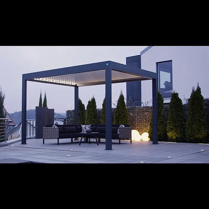 Gartenpavillon Lamellen-Pergola - 523 x 300 cm, Anthrazit - BAUHAUS TV - Pavillon Lamellen-Pergola Werbeclip