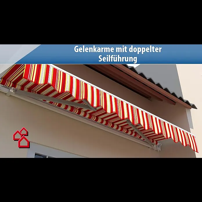 Sunfun Gelenkarmmarkise Multicolor - Rot/Gelb, Breite: 4 m, Ausfall: 2,5 m - Produktvideo Gelenkarm-Markisen