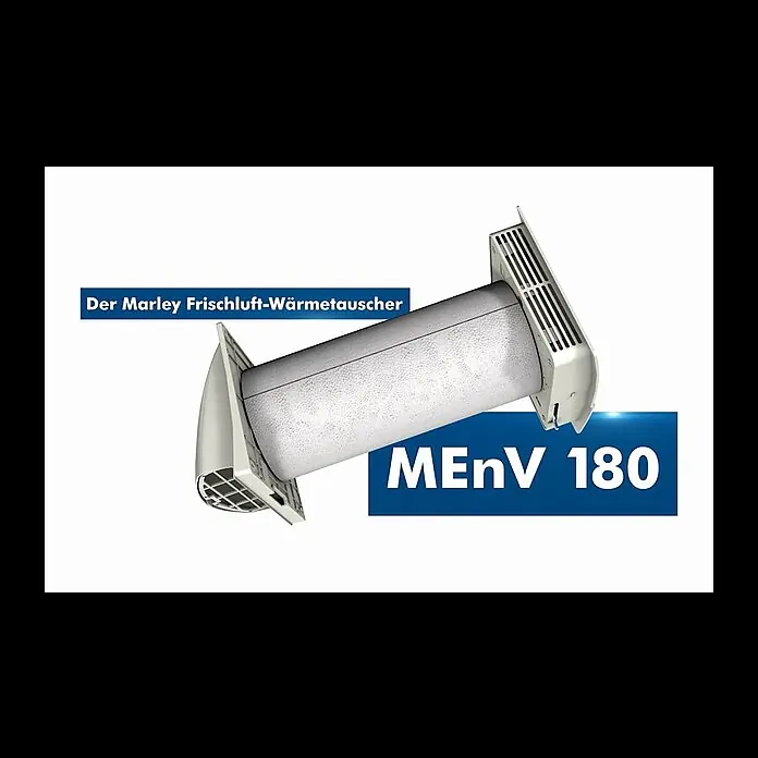 Marley Wärmetauscher MEnV 180 - Max. Luftleistung: 16/25/37 m³/h, Durchmesser Bohrung: 180 mm, Geeignet für: Außenwände 28 - 50 cm - Mach´s mit Marley: Der Frischluft-Wärmetauscher