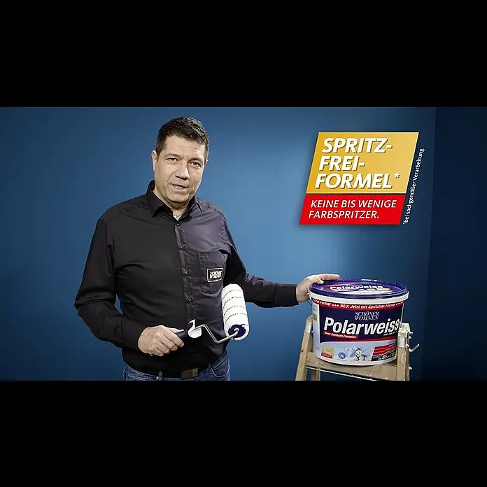 SCHÖNER WOHNEN-Farbe Wandfarbe Polarweiß - Weiß, 10 l, Matt, Konservierungsmittelfrei - SCHÖNER WOHNEN Polarweiss Spritzfrei-Formel | Farbspritzer ade