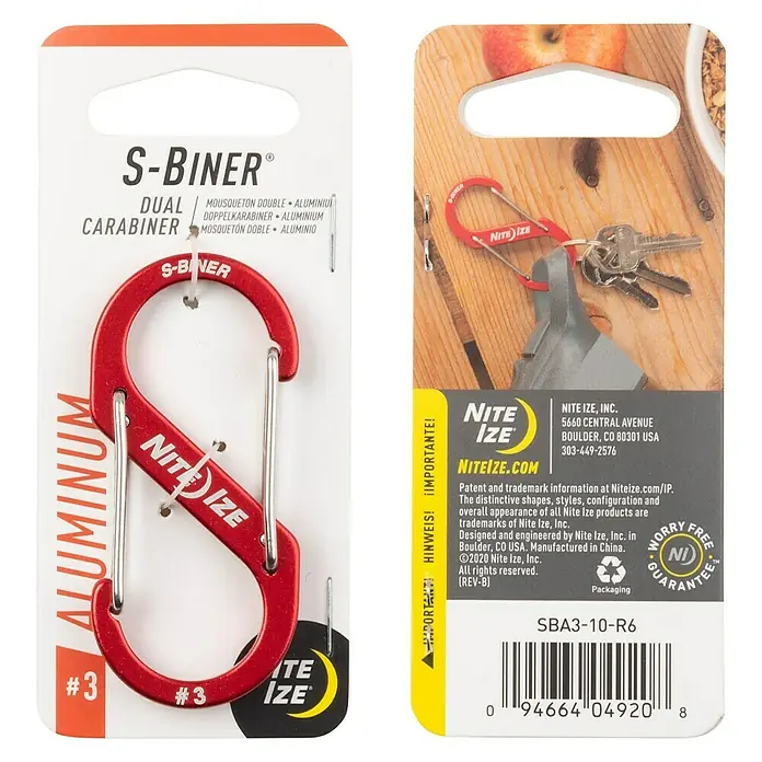 Doppelkarabiner S-Biner - Rot - Ansicht von oben
