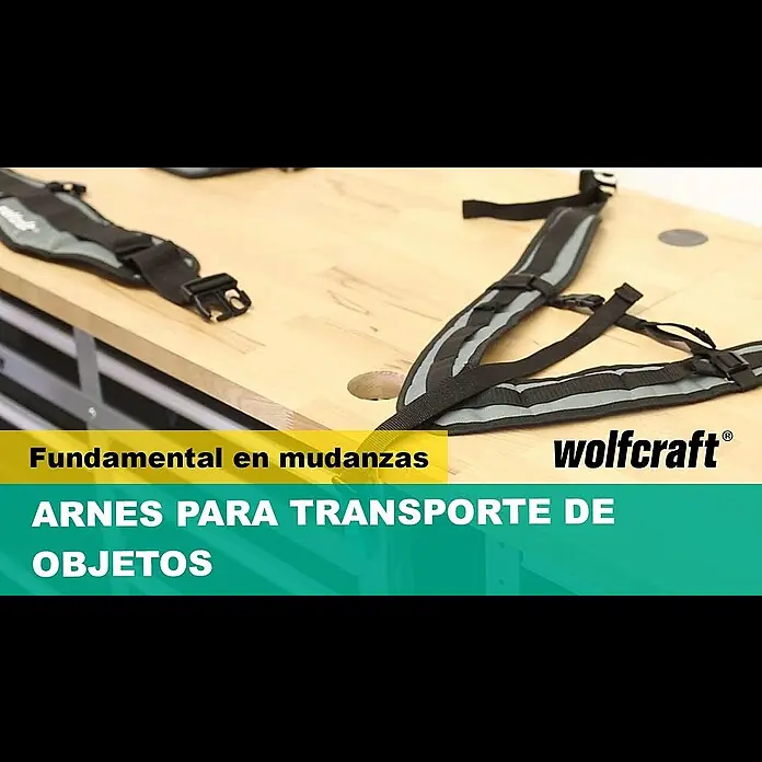 Wolfcraft Faja de transporte - Negro, Capacidad de carga: 30 kg - Arnes para transporte de objetos | Mudanzas | wolfcraft