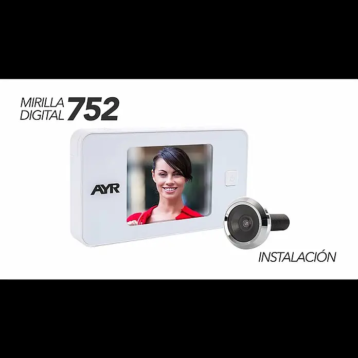 AYR Zebra Mirilla digital 752 - Grosor de puerta: 38 mm - 110 mm, Tipo de pantalla: 3.2” TFT, Negro/Latón - AyR