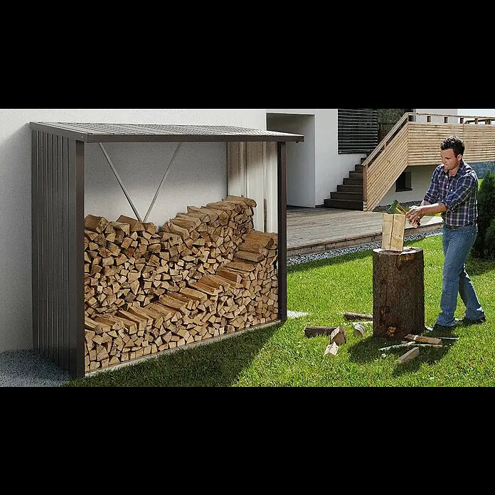 Biohort Kaminholzregal WoodStock - 1,02 x 1,57 x 1,99 m, Stahl, Dunkelgrau Metallic - Kaminholzregal Woodstock