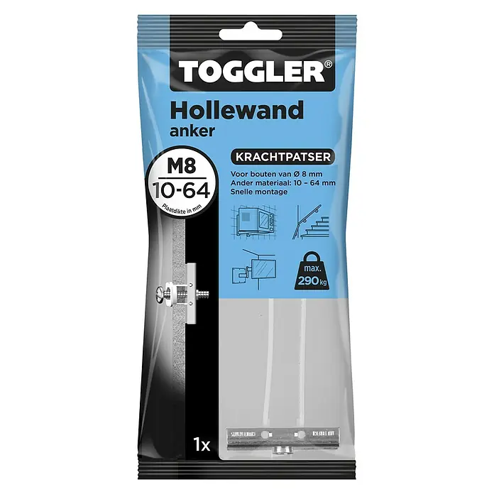 Toggler Hollewandpluggen Ankers M8 10-64 - 1 stk. - Vooraanzicht