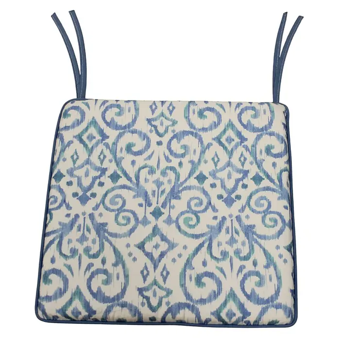 Cojín para silla Mahir - 40 x 40 x 3,5 cm, Azul/Blanco, 50% algodón y 50% poliéster - Vista angular