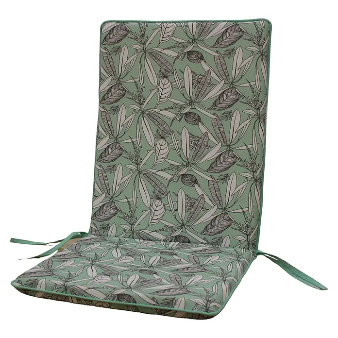 Cojín para silla con respaldo alto Libélula - 95 x 45 x 3,5 cm, Verde/Blanco, 50% algodón y 50% poliéster - Vista angular