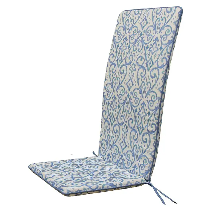 Cojín para sillón de posiciones Mahir - 120 x 45 x 3,5 cm, Azul/Blanco, 50% algodón y 50% poliéster - Vista angular