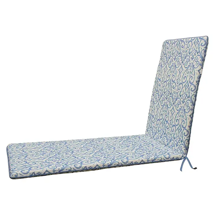 Cojín para tumbona Mahir - 190 x 65 x 5,5 cm, Azul/Blanco, 50% algodón y 50% poliéster - Vista angular