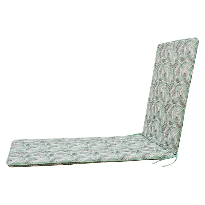 Cojín para tumbona Libélula - 190 x 65 x 5,5 cm, Verde/Blanco, 50% algodón y 50% poliéster - Vista angular