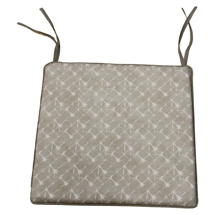 Cojín para silla Estrellas - 40 x 40 x 3,5 cm, Beige/Blanco, 50% algodón y 50% poliéster - Vista descendente