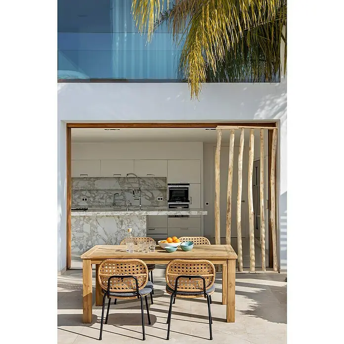 Sunfun Noemi Mesa de jardín - L x An: 220 x 100 cm, Marrón natural - Foto ambiente