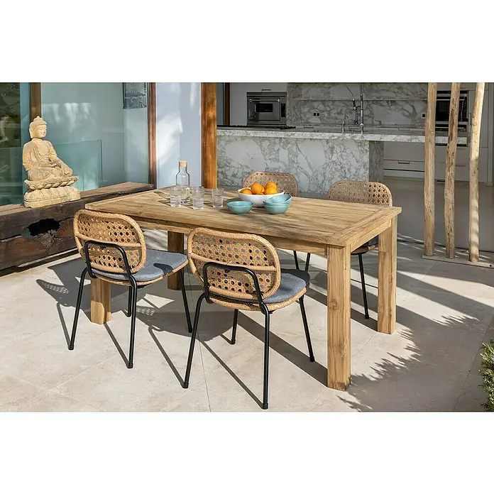 Sunfun Noemi Mesa de jardín - L x An: 220 x 100 cm, Marrón natural - Foto ambiente
