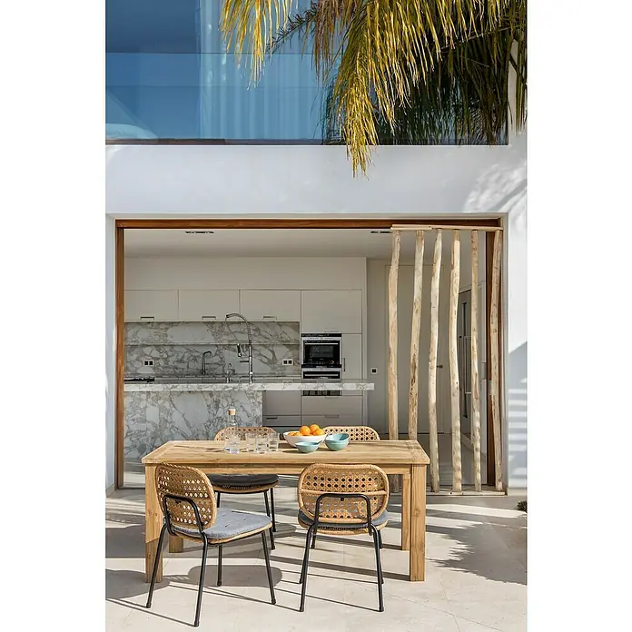 Sunfun Noemi Mesa de jardín - L x An: 220 x 100 cm, Marrón natural - Foto ambiente
