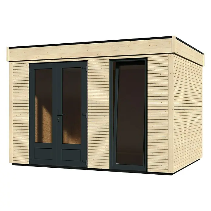 Décor et Jardin Caseta para jardín Decor home 9 - 365 cm, 299 cm, Madera, Antracita, Natural - Vista angular