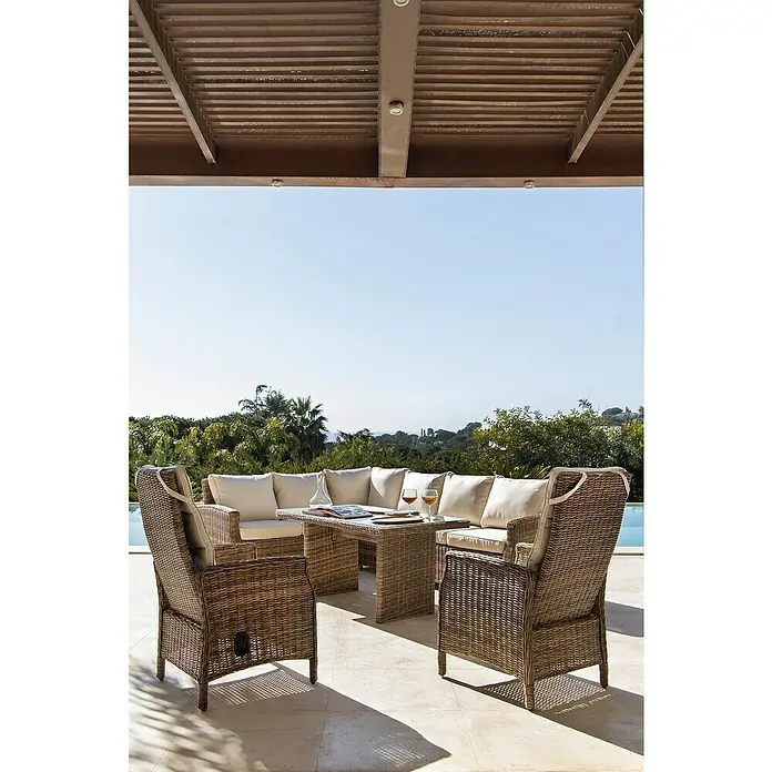 Mesa de jardín Gotland - 142 x 76 cm, Vidrio - Foto ambiente