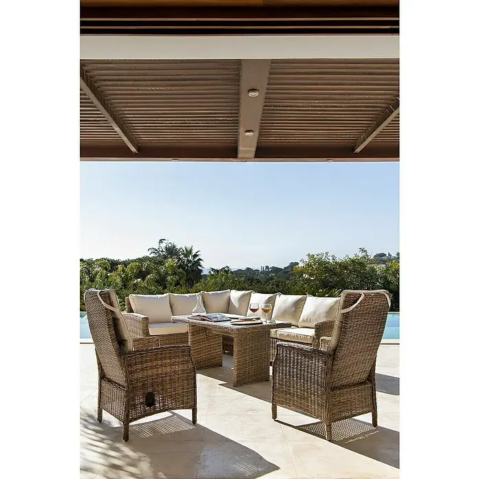 Sillón de jardín Gotland - An x Pr x Al: 60 x 70 x 110 cm, Arena - Foto ambiente