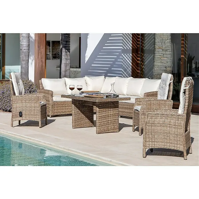 Mesa de jardín Gotland - 142 x 76 cm, Vidrio - Foto ambiente