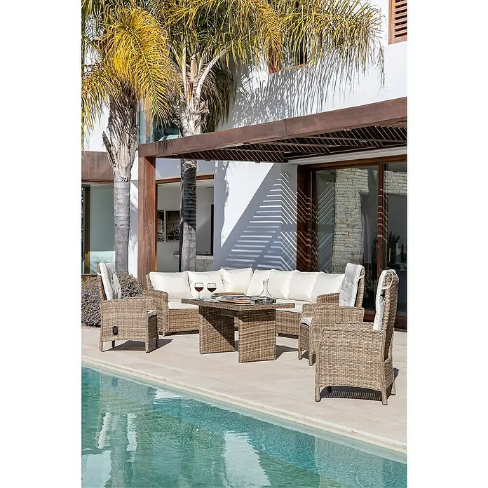 Sillón de jardín Gotland - An x Pr x Al: 60 x 70 x 110 cm, Arena - Foto ambiente