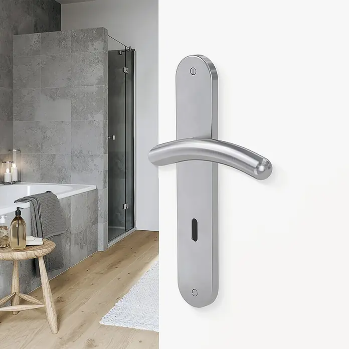 Diamond Doors Modern Zimmertürgarnitur Virginia - Edelstahl, Matt, Türstärke: 40 mm - 45 mm, Langschild, Buntbart BB - Stimmungsaufnahme