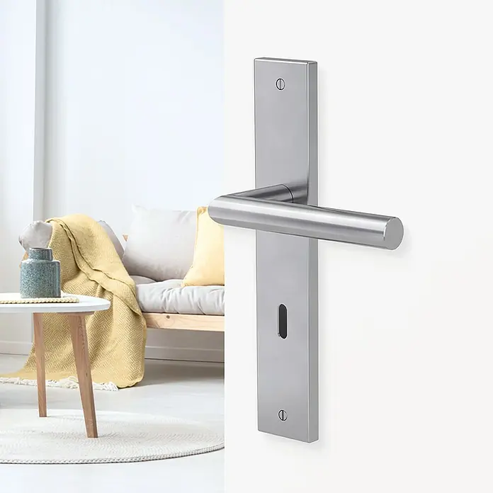 Diamond Doors Modern Zimmertürgarnitur Iowa - Türstärke: 40 mm - 45 mm, Buntbart BB, Edelstahl, L-Form - Stimmungsaufnahme