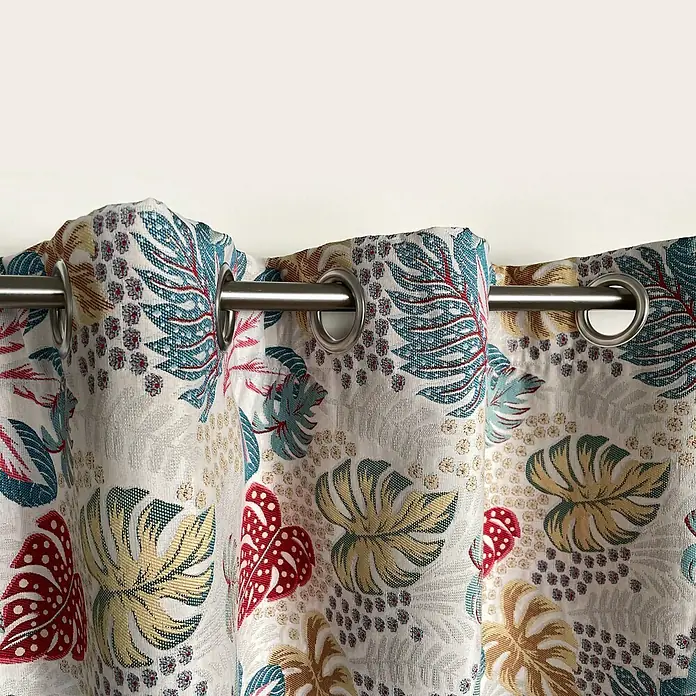 Cortina con ollaos Málaga - An x Al: 140 x 270 cm, 84 % Poliéster y 16 % Algodón, Multicolor - Primer plano