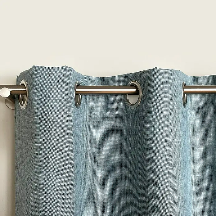 Cortina con ollaos Eco Green - An x Al: 140 x 270 cm, 76 % Poliéster y 24 % Algodón, Turquesa - Primer plano