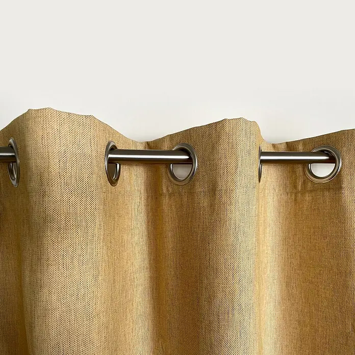 Cortina con ollaos Eco Green - An x Al: 140 x 270 cm, 76 % Poliéster y 24 % Algodón, Mostaza - Primer plano