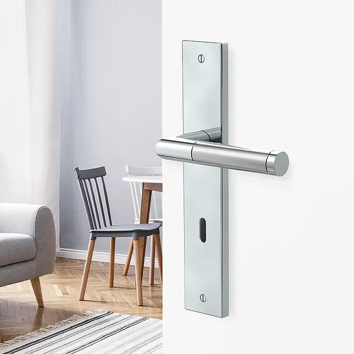 Diamond Doors Creative Zimmertürgarnitur Louisiana - Türstärke: 40 mm - 45 mm, Buntbart BB, Edelstahl, L-Form - Stimmungsaufnahme