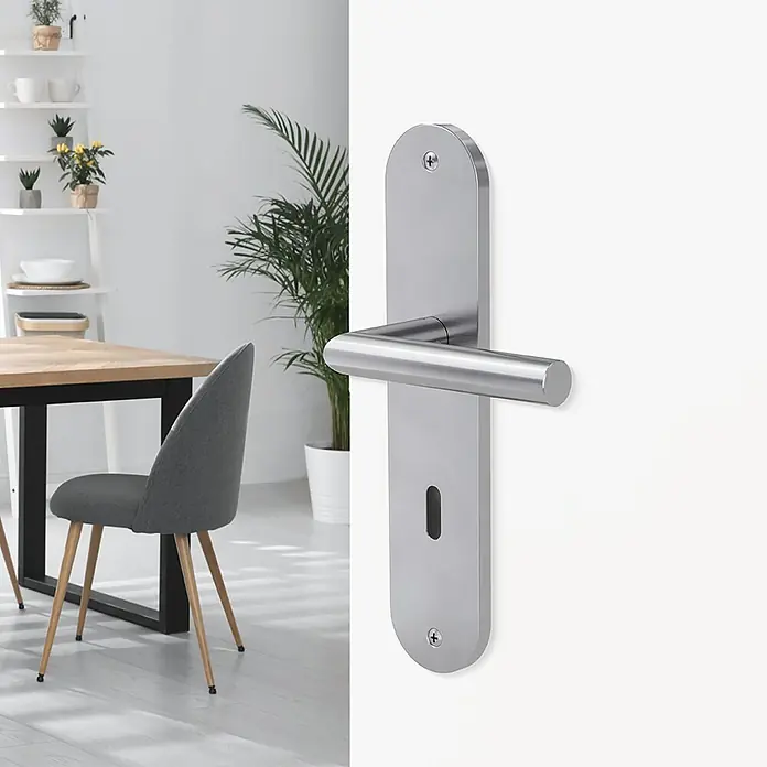 Diamond Doors Modern Zimmertürgarnitur Alaska - Edelstahl, Matt, Türstärke: 40 mm - 45 mm, Langschild, Buntbart BB - Stimmungsaufnahme