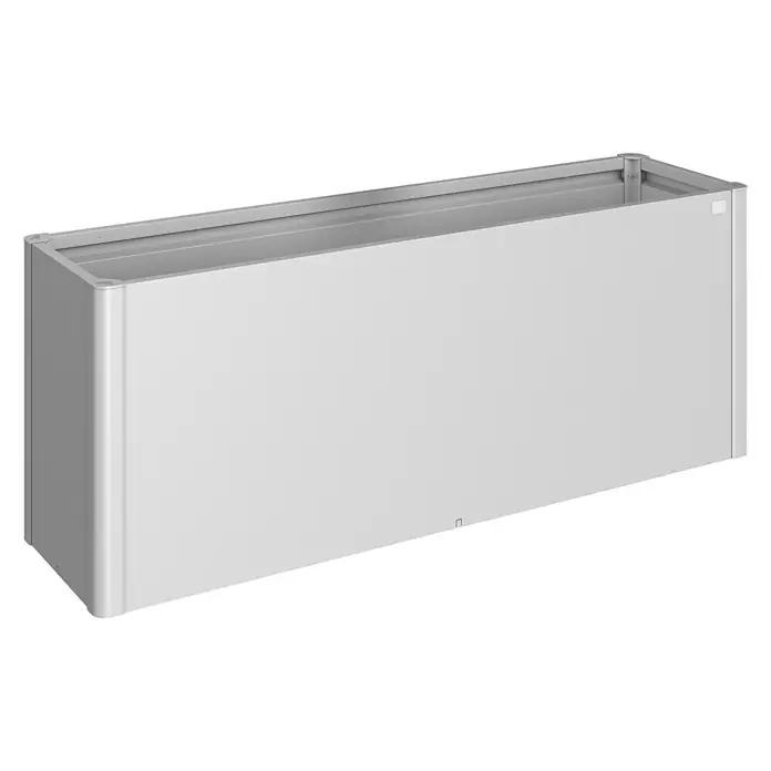 Biohort Hochbeet - L x B x H: 53 x 201 x 77 cm, Stahl, Silber Metallic - Diagonale Ansicht