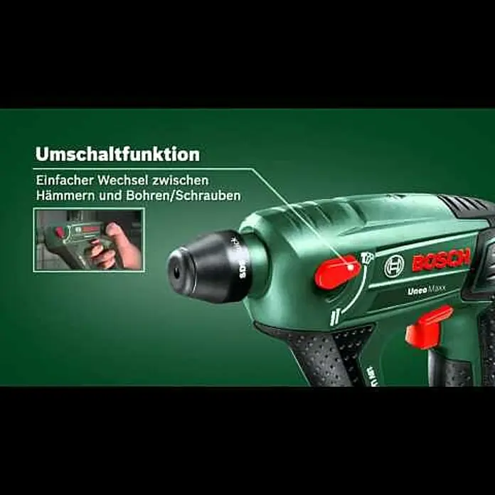 Bosch 18 V Power for All Akku-Bohrhammer Uneo MAXX - 18 V, Li-Ionen, Ohne Akku, Einzelschlagstärke: 0,6 J - Bosch Akkubohrhammer Uneo MAXX