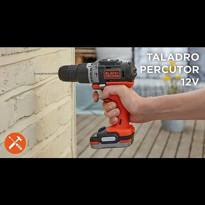 Black+Decker Taladro atornillador percutor de batería BDCHD12S1-XJ - 12 V, Iones de litio, 1 batería - Taladro Percutor 12V | BLACK+DECKER