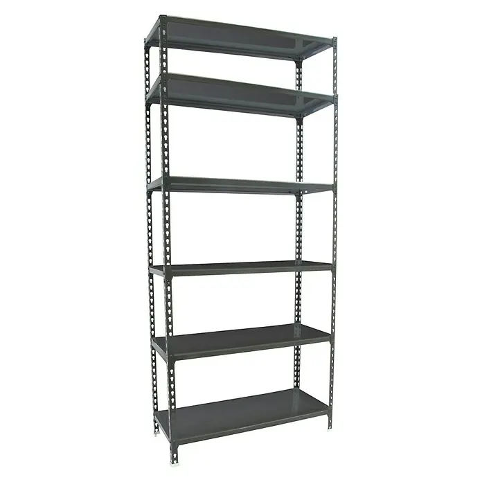 Simonrack Simonclick Metallregal Super Plus - L x B x H: 40 x 110 x 250 cm, Traglast: 180 kg/Boden, Anzahl Böden: 6 Stk., Stecken, Anthrazit - Diagonale Ansicht
