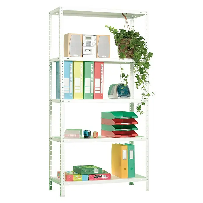 Simonrack Simonclassic Estantería metálica Advantage Superplus - L x An x Al: 30 x 110 x 180 cm, Capacidad de carga: 65 kg/balda, Número de baldas: 5 ud., Atornillado, Blanco - Vista angular